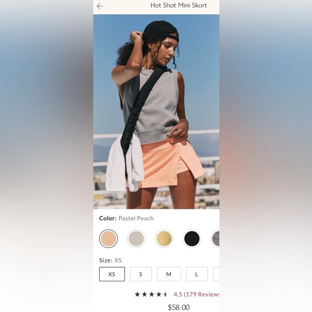 Free People Movement ~ Hot Shot Mini Skort ~ *NWT ~ Pastel Peach ~ XS ~ - Picture 3 of 12